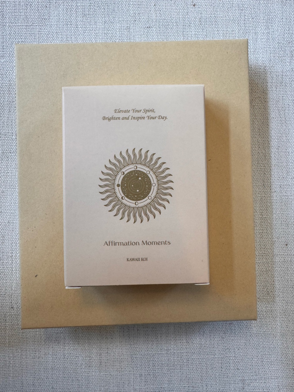 Affirmation Moments Deck with Gold Sun Design - Soft Pink Box